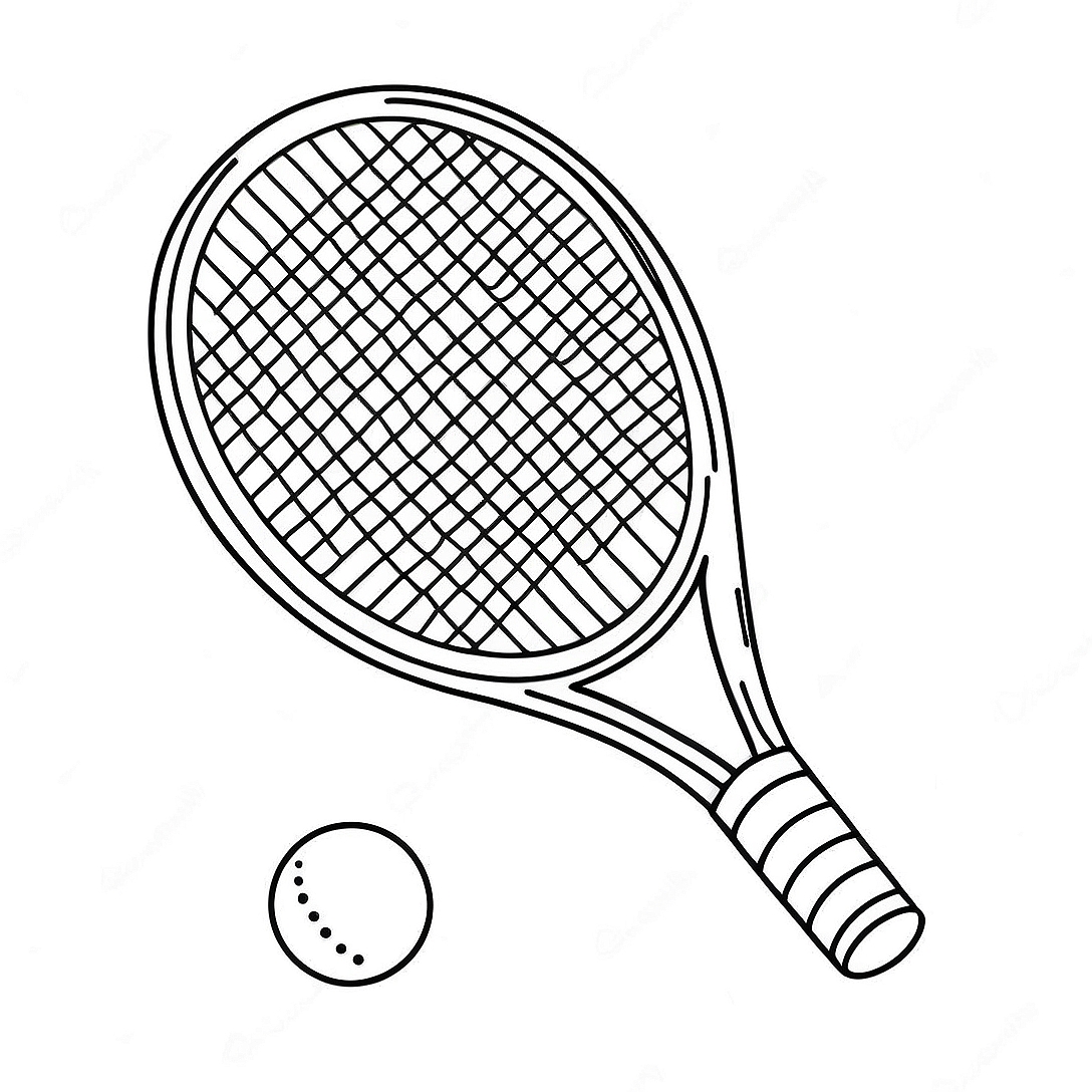 Tennis Racket and Ball Coloring Page | Tennis coloring page