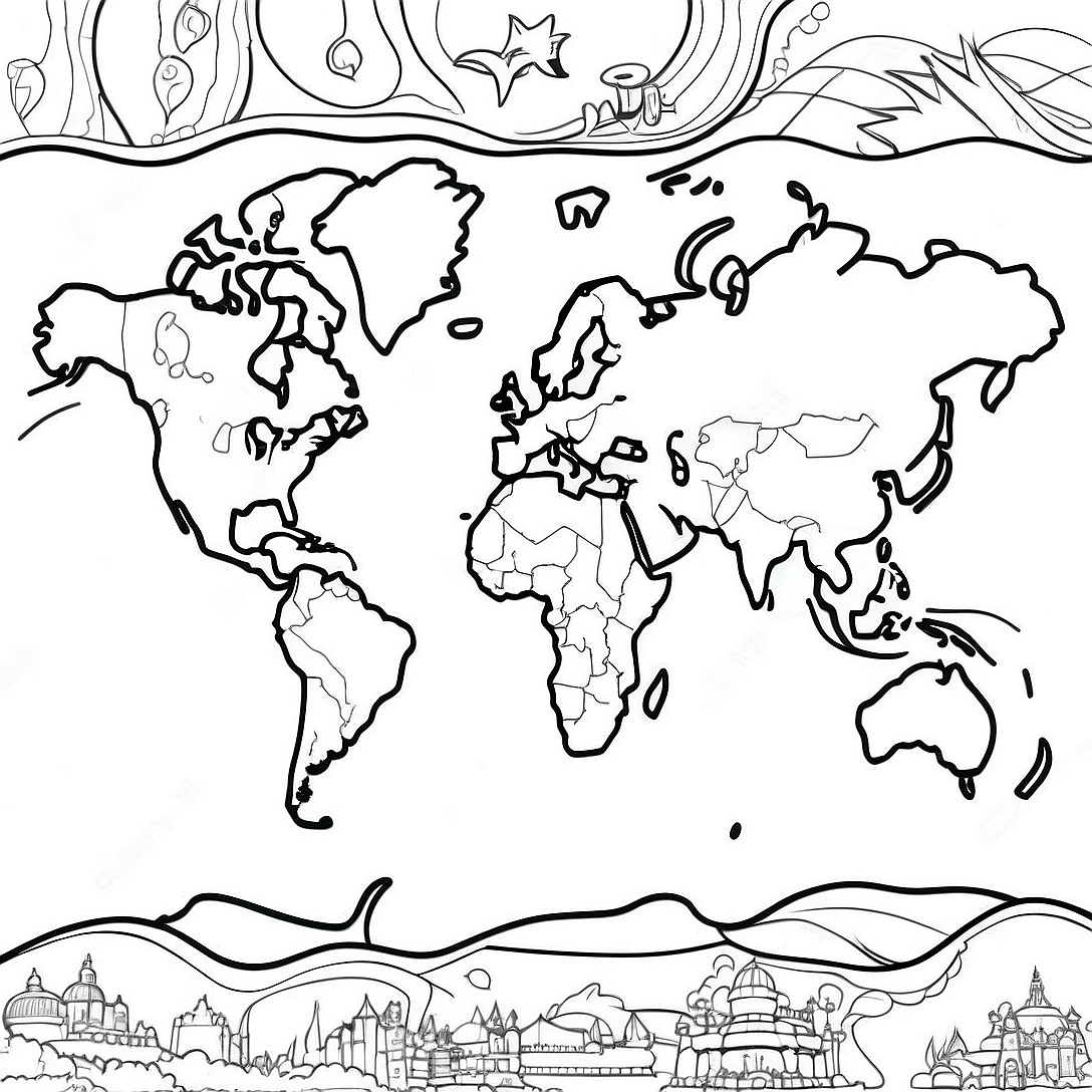 World Map Coloring Page | World Map coloring page