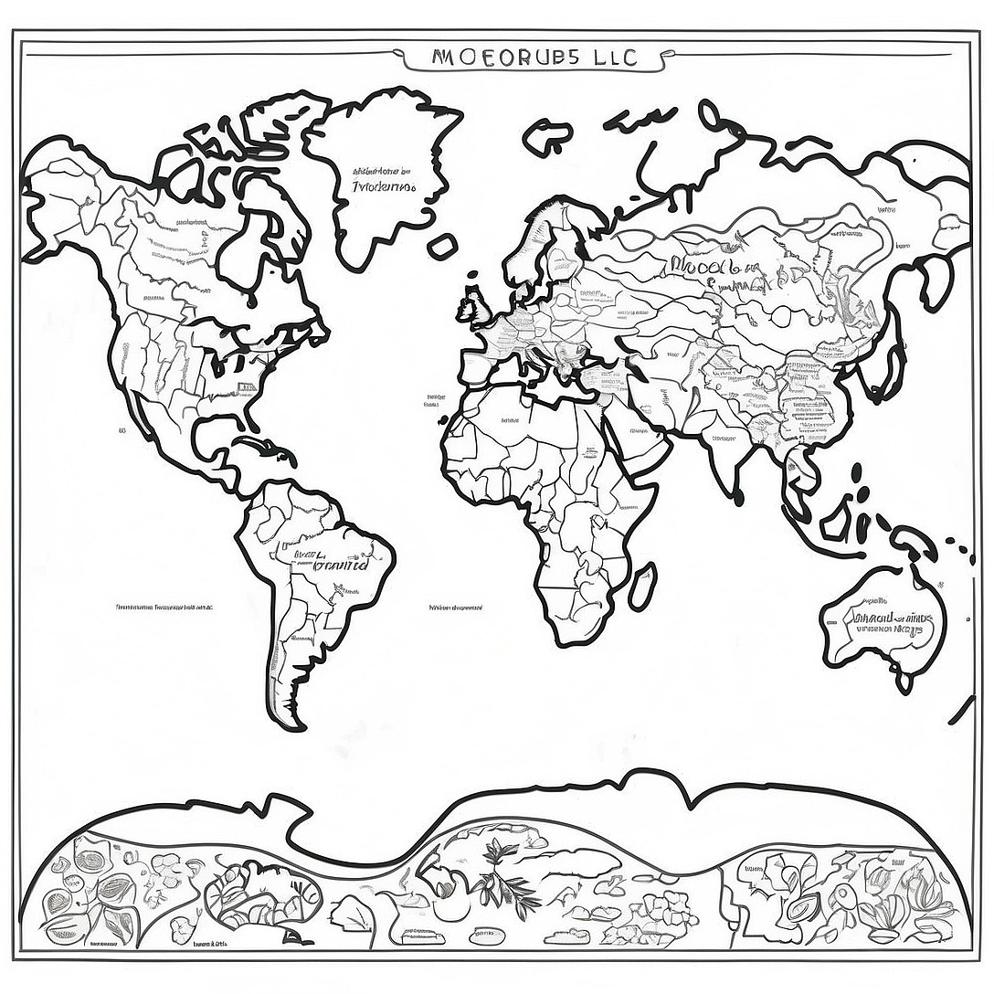 Detailed World Map Coloring Page | World Map coloring page