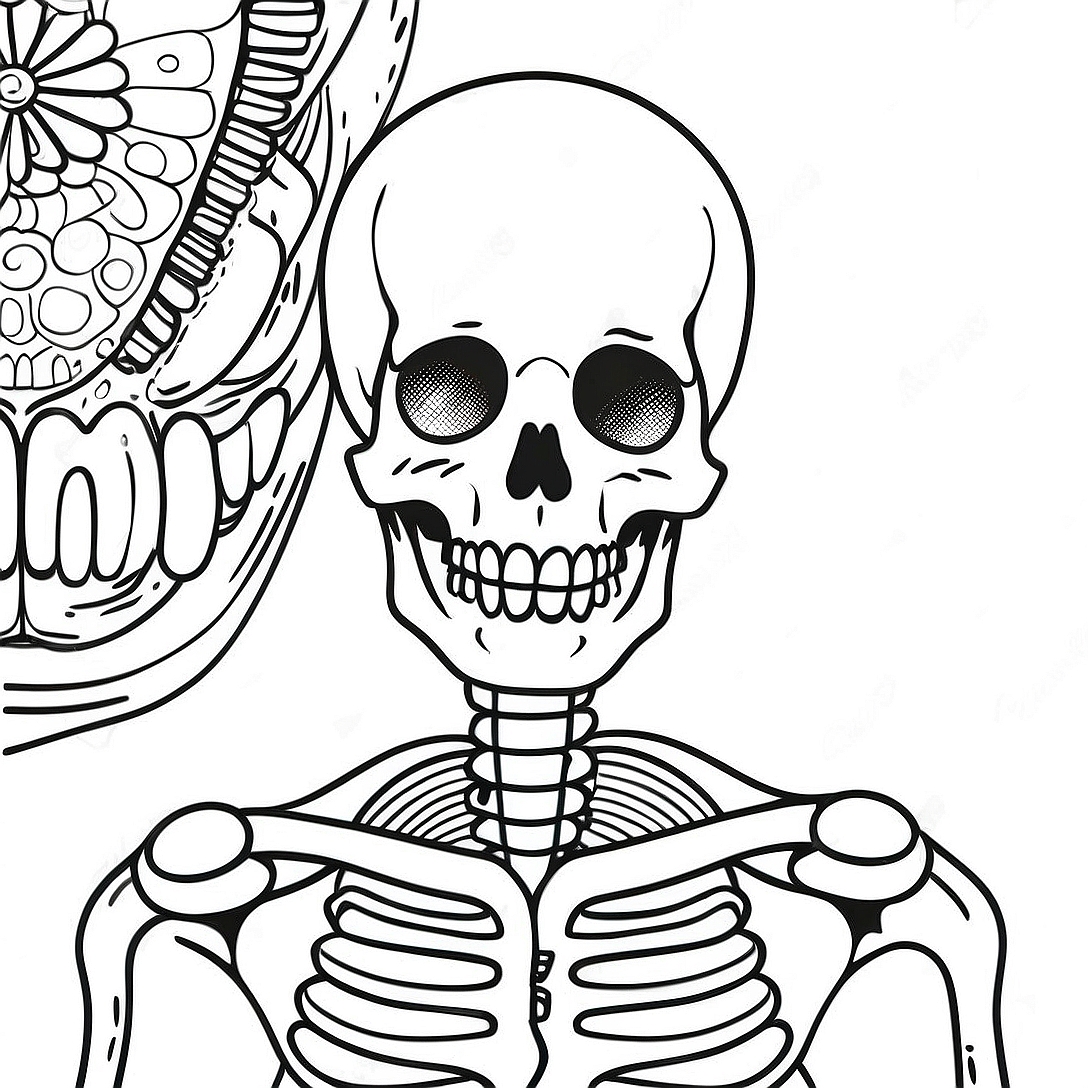 Detailed Human Skeleton Coloring Page | Anatomy coloring page