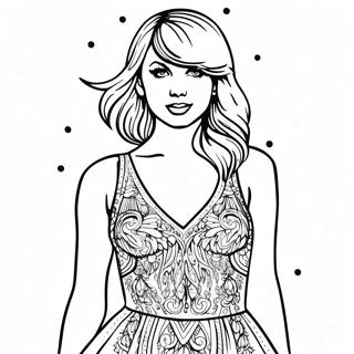 Taylor Swift in a Sparkly Dress Coloring Page | Taylor Swift 1989 塗色頁