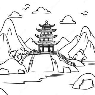 Beautiful Chinese Landscape Coloring Page