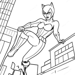 Catwoman Action Pose Coloring Page
