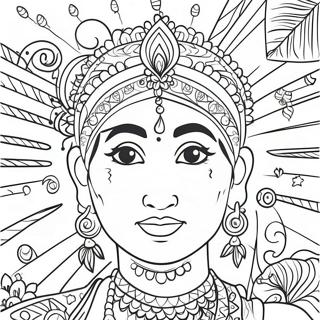 Colorful Indian Festival Celebration Coloring Page | India 塗色頁