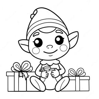 Cute Elf with Presents Coloring Page | Elf 塗色頁