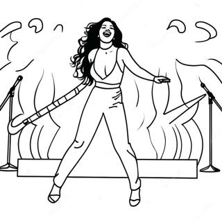 Selena Performing on Stage Coloring Page | Selena 塗色頁