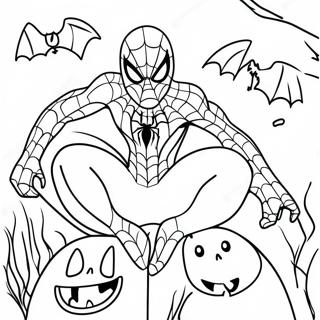 Spooky Spiderman with Pumpkins Coloring Page | Spiderman Halloween 塗色頁