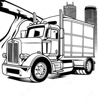 Classic Peterbilt Semi Truck Coloring Page | Peterbilt Semi Truck 塗色頁