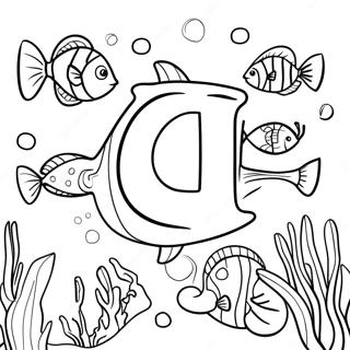 Underwater Scene with Letter U Coloring Page | Letter U 塗色頁