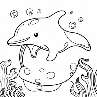 Realistic Dolphin Swimming in Ocean Coloring Page | Realistic Dolphin 塗色頁