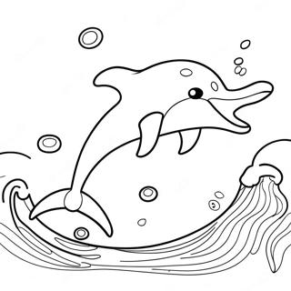Playful Dolphin Jumping over Waves Coloring Page | Realistic Dolphin 塗色頁