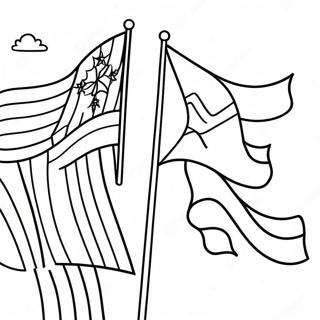 Colorful Country Flags Coloring Page