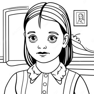 Creepy Wednesday Addams Coloring Page | Wednesday Addams 塗色頁