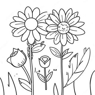 Colorful Flowers for Mother's Day Coloring Page