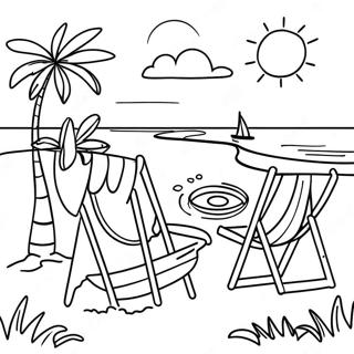 Summer Beach Scene Coloring Page | July 塗色頁