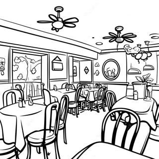 Cozy Family Restaurant Coloring Page | Restaurant 塗色頁