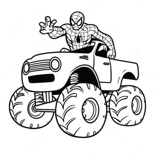Spiderman Driving a Giant Monster Truck Coloring Page