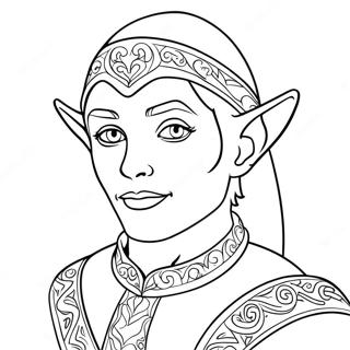 Realistic Elf Portrait Coloring Page | Realistic Elf for Adults 塗色頁