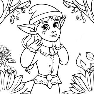 Detailed Elf in Enchanted Forest Coloring Page | Realistic Elf for Adults 塗色頁