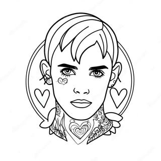 Lil Peep with Heart Tattoos Coloring Page | Lil Peep 塗色頁