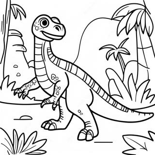 Velociraptor in Jungle Coloring Page