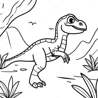 Fierce Velociraptor Hunting Coloring Page