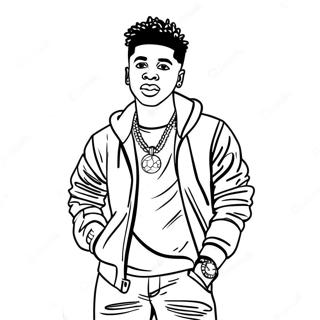 NBA YoungBoy in Stylish Outfit Coloring Page
