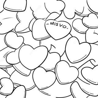 Conversation Hearts Coloring Page