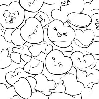 Cute Conversation Hearts Coloring Page