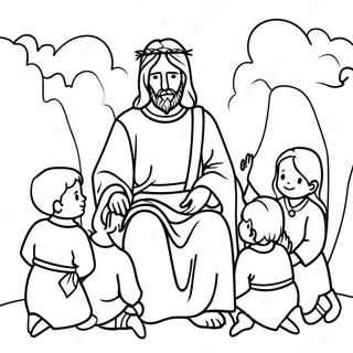 Jesus with Children Coloring Page