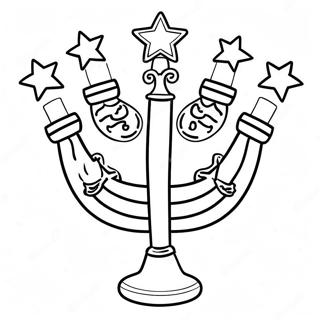 Cute Hanukkah Menorah Coloring Page | Cute Hanukkah 塗色頁