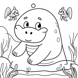 Happy Manatee with a Big Smile Coloring Page | Manatee 塗色頁