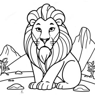 Majestic Mufasa in the Pride Lands Coloring Page | Mufasa Lion King 塗色頁