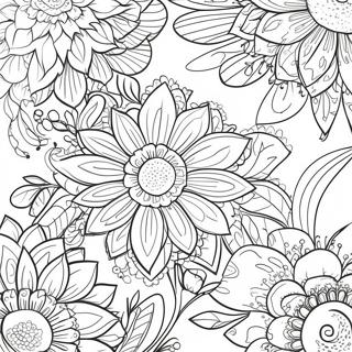 Detailed Grayscale Floral Patterns Coloring Page