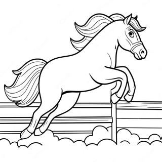 Majestic Horse Jumping Over a Fence Coloring Page | Cross Country Jumping Horse 塗色頁