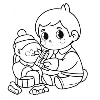 Polite Child Sharing Toys Coloring Page | Manners 塗色頁