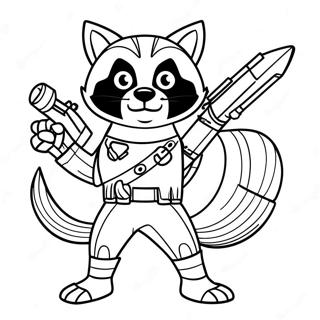 Rocket Raccoon with Blasters Coloring Page