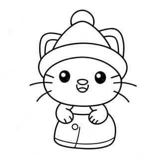 Hello Kitty in a Santa Hat Coloring Page | Sanrio Christmas 塗色頁