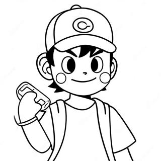 Ash Ketchum with Pikachu Coloring Page | Ash Pokemon 塗色頁