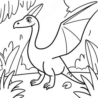 Colorful Pterodactyl in a Jungle Coloring Page | Pterodactyl 塗色頁