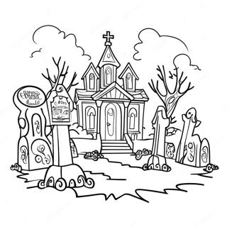 Disney Haunted Mansion Spooky Graveyard Coloring Page | Disney Haunted Mansion 塗色頁