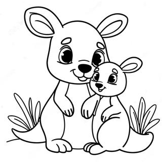Cute Kangaroo with Baby Coloring Page | Kangaroo 塗色頁
