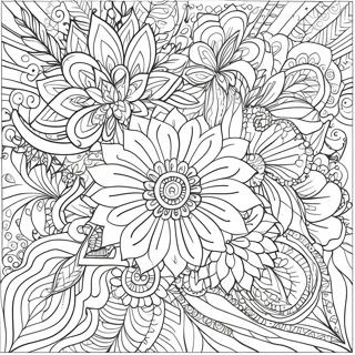 Intricate Bold Line Floral Patterns Coloring Page | Bold Line for Adults 塗色頁