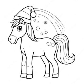 Festive Horse with Santa Hat Coloring Page | Christmas Horse 塗色頁