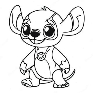 Stitch in a Spooky Costume Coloring Page | Stitch Halloween 塗色頁