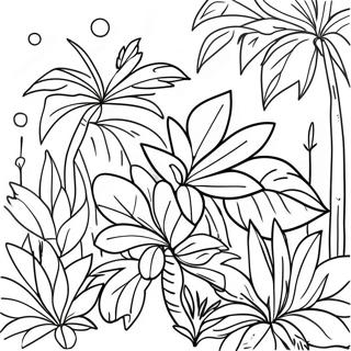 Detailed Tropical Plant Coloring Page | Plant for Adults 塗色頁