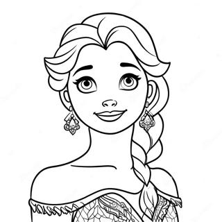 Elsa in Her Sparkling Dress Coloring Page | Elsa and Anna 塗色頁