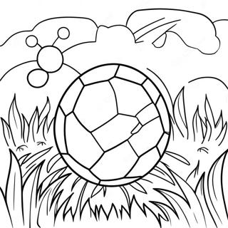 Colorful Soccer Ball in the Grass Coloring Page | Soccer Ball 塗色頁