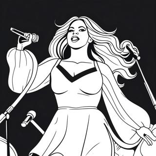 Beyonce Performing on Stage Coloring Page | Beyonce 塗色頁