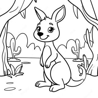 Cute Kangaroo in the Outback Coloring Page | Australia 塗色頁